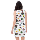 Figurbetontes Kleid im Vintage-Stil mit Weltraumplaneten