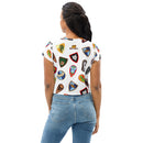 Crop-T-Shirt mit Allover-Print und Vintage-Schildmuster