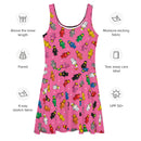 Rosa Skaterkleid mit Raumfahrer-Motiv