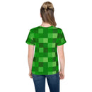 Grünes Bausteine-Miner-Creep-Muster All Over Print Jugend-T-Shirt mit Rundhalsausschnitt