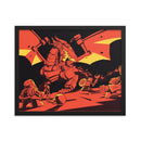 Bricks And Dragons – Gerahmtes Poster mit Krieger und Magier-Minifigur