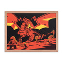 Bricks And Dragons – Gerahmtes Poster mit Krieger und Magier-Minifigur