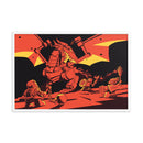 Bricks And Dragons – Gerahmtes Poster mit Krieger und Magier-Minifigur