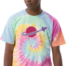 Vintage Bricks Space Embroidery Oversized tie-dye Unisex t-shirt