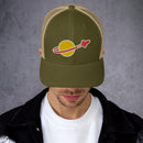 Vintage Ziegel Raum Planet Rakete Trucker Cap