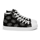 Schwarzer Skelettkopf mit Knochen Damen High Top Canvas Schuhe