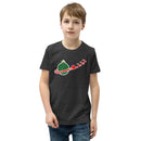 Vintage Christmas Space Planet Santa Sleigh Reindeer Youth Short Sleeve T-Shirt