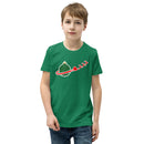 Vintage Christmas Space Planet Santa Sleigh Reindeer Youth Short Sleeve T-Shirt