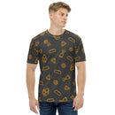 Building Brick Treasure Dunkelgraues Rundhals-T-Shirt für Herren mit Allover-Print