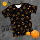 Schwarzes gruseliges Skelett, Spinne, Kürbis Halloween Brick Minifigur Teile Herren T-Shirt