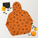 Oranger gruseliger Skelett, Spinne, Kürbis Halloween Brick Minifigur Teile Unisex Hoodie