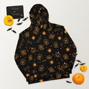 Schwarzer gruseliger Skelett, Spinne, Kürbis Halloween Brick Minifigur Teile Unisex Hoodie