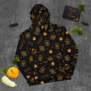 Schwarzer gruseliger Skelett, Spinne, Kürbis Halloween Brick Minifigur Teile Unisex Hoodie