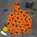 Oranger gruseliger Geist, Fledermaus, Kürbis, Hexe, Schlange Halloween Brick Minifigur Teile Unisex Hoodie