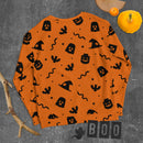 Oranges gruseliges Gespenst, Fledermaus, Kürbis, Hexe, Schlange Halloween Brick Minifigur Teile Unisex Sweatshirt