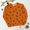 Oranges gruseliges Skelett, Spinne, Kürbis Halloween Brick Minifigur Teile Unisex Sweatshirt