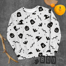Weißes gruseliges Gespenst, Fledermaus, Kürbis, Hexe, Schlange Halloween Brick Minifigur Teile Unisex Sweatshirt