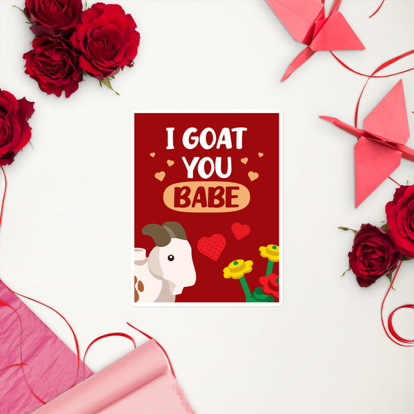 I Goat You Babe Valentines Love Building Animal Minifigure v2 Bubble-free stickers