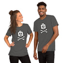 Totenkopf Minifigur Kopf gekreuzte Knochen unten Unisex T-Shirt