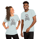 Totenkopf Minifigur Kopf gekreuzte Knochen unten Unisex T-Shirt
