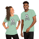 Totenkopf Minifigur Kopf gekreuzte Knochen unten Unisex T-Shirt