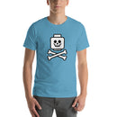 Totenkopf Minifigur Kopf gekreuzte Knochen unten Unisex T-Shirt
