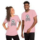 Totenkopf Minifigur Kopf gekreuzte Knochen unten Unisex T-Shirt