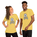 Totenkopf Minifigur Kopf gekreuzte Knochen unten Unisex T-Shirt
