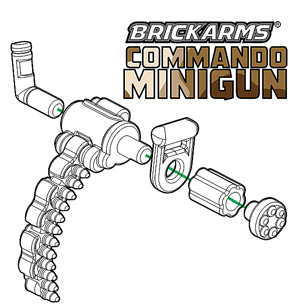 Brickarms Commando Minigun for Minifigures Black Brass Ammo