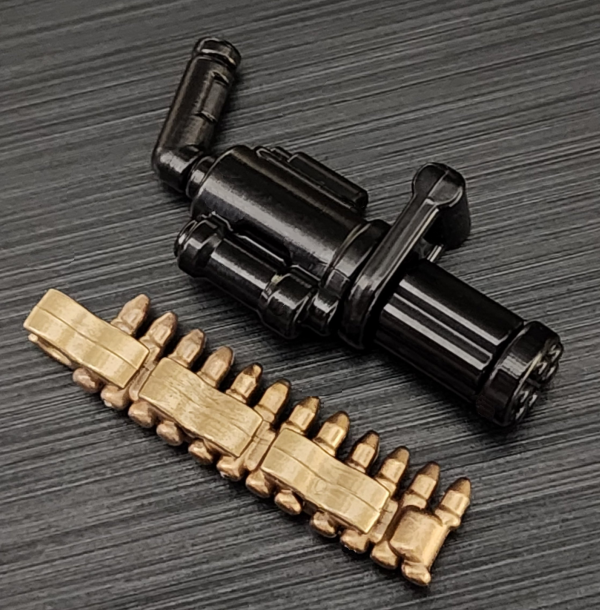 Brickarms Commando Minigun for Minifigures Black Brass Ammo