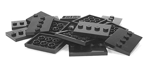 Lego Parts: Tile, Modified 3 x 4 with 4 Studs in Center (PACK of 16 - Black) Minifigure Display Base Plate
