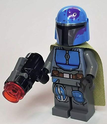Lego Star Wars Mandalorian Tribe Warrior - Male, Olive Green Cape, Dark Azure Helmet
