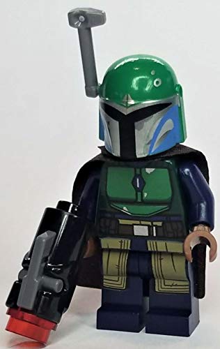 Lego Star Wars Mandalorian Tribe Warrior Minifigure - Female, Dark Brown Cape, Green Helmet /w Antenna & Blaster