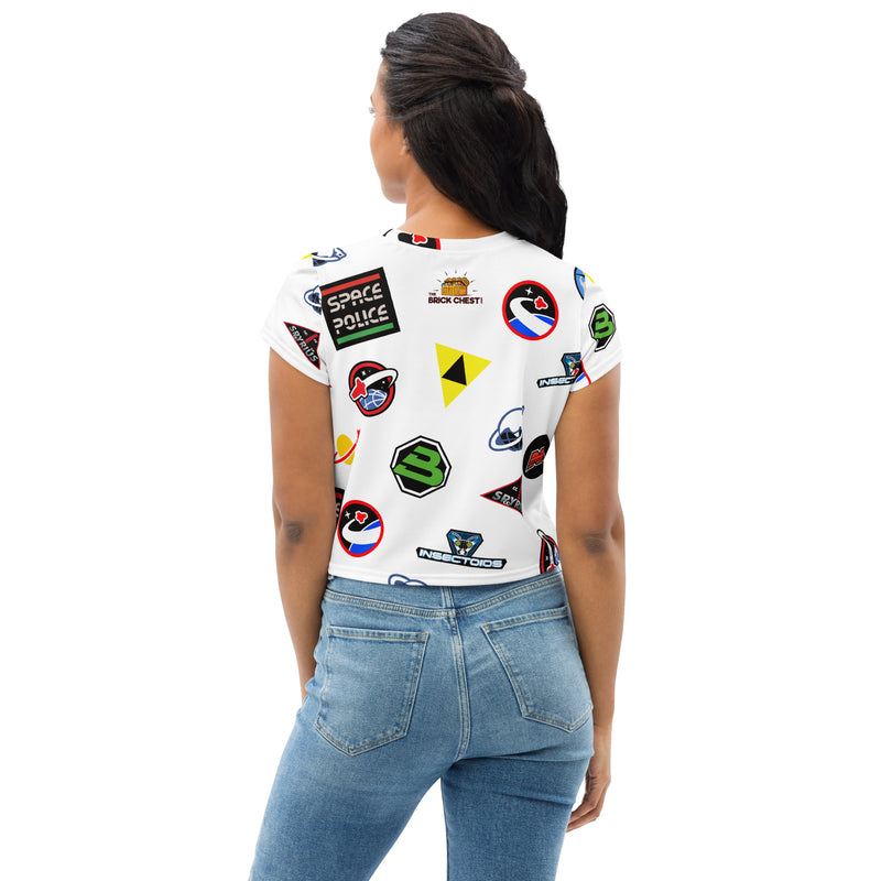 Space Logo Pattern All-Over Print Crop Tee