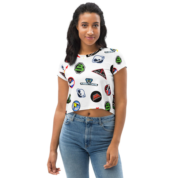 Space Logo Pattern All-Over Print Crop Tee