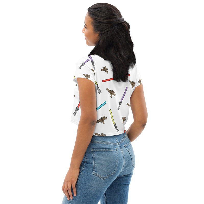 Blaster Weapon Pattern All-Over Print Crop Tee