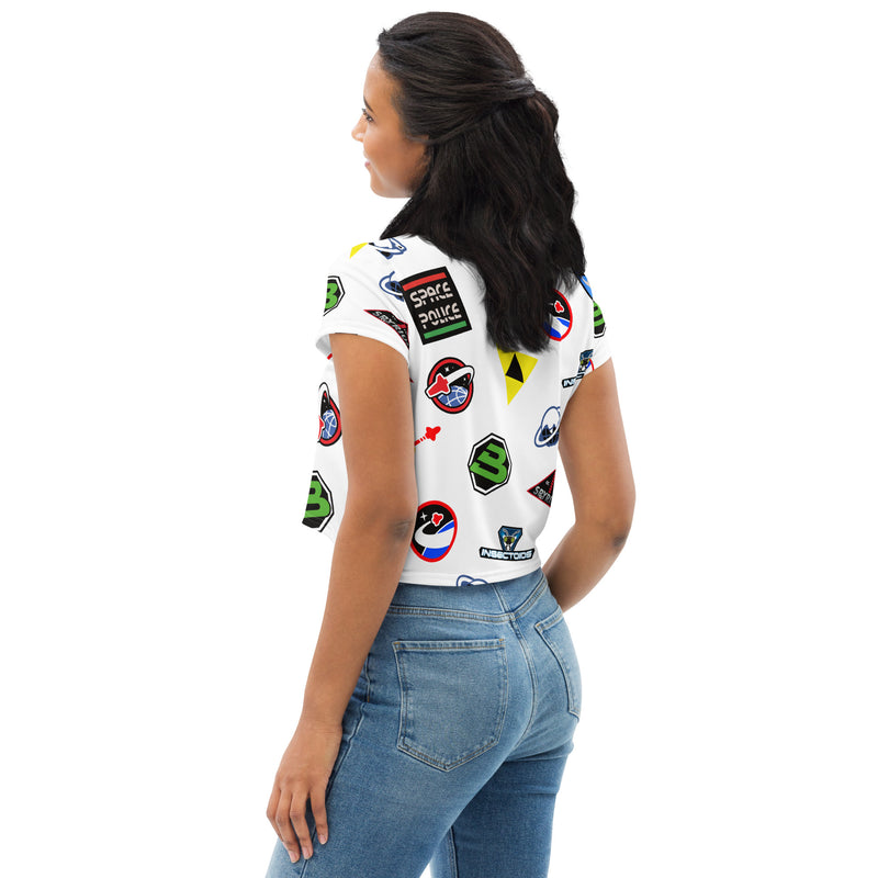 Space Logo Pattern All-Over Print Crop Tee