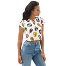 Crop-T-Shirt mit Allover-Print und Vintage-Schildmuster