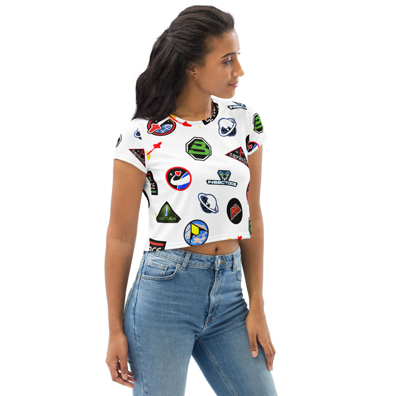 Space Logo Pattern All-Over Print Crop Tee
