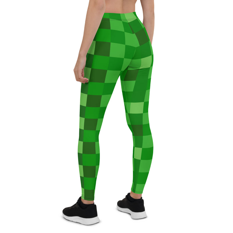 Grünes Baustein-Miner-Creep-Muster Leggings