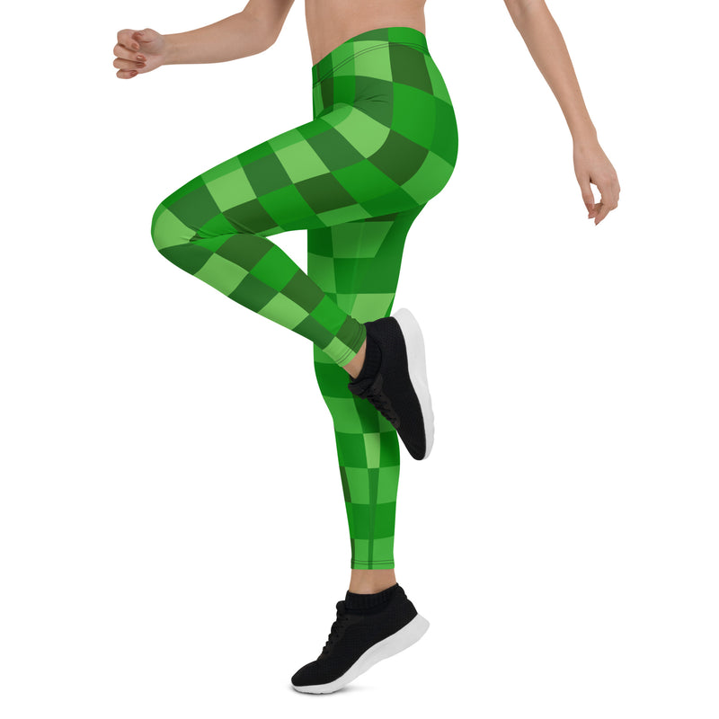 Grünes Baustein-Miner-Creep-Muster Leggings