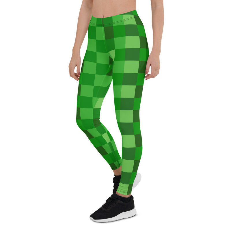 Grünes Baustein-Miner-Creep-Muster Leggings
