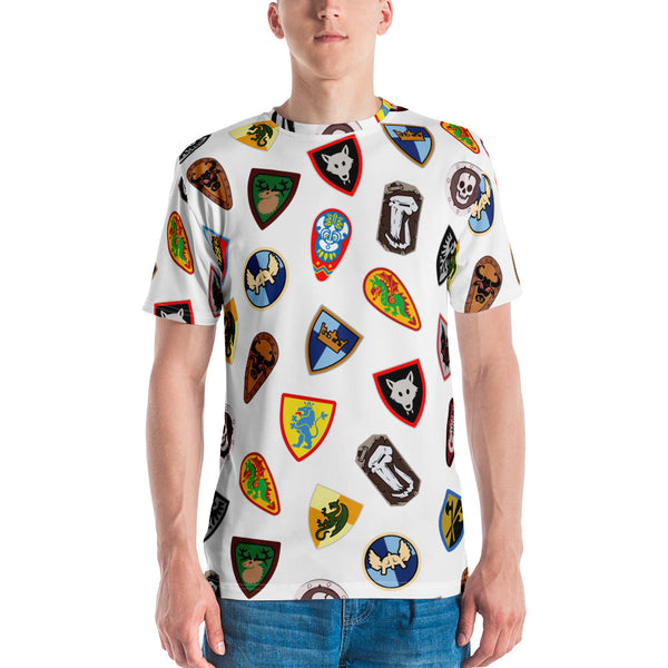 Shield Pattern All-Over Print Men's Crew Neck T-Shirt