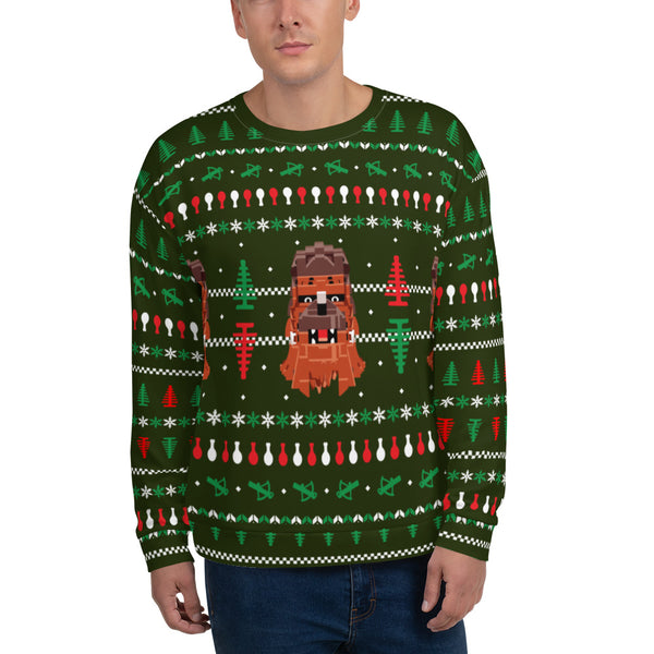 Ugly Christmas Holiday Green Furrball Unisex Sweatshirt Sweater