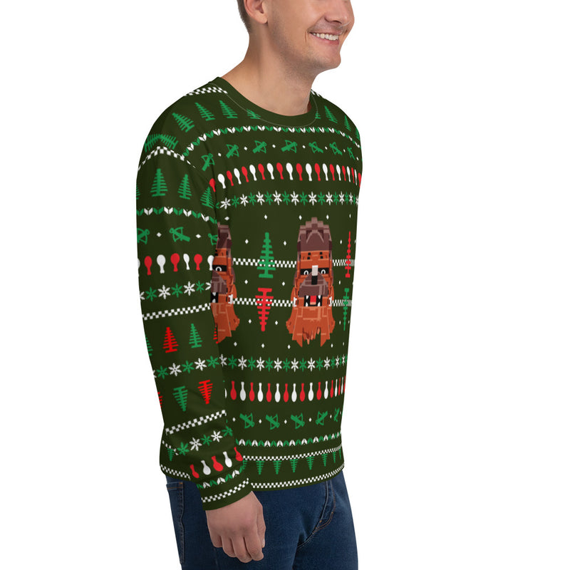 Ugly Christmas Holiday Green Furrball Unisex Sweatshirt Sweater