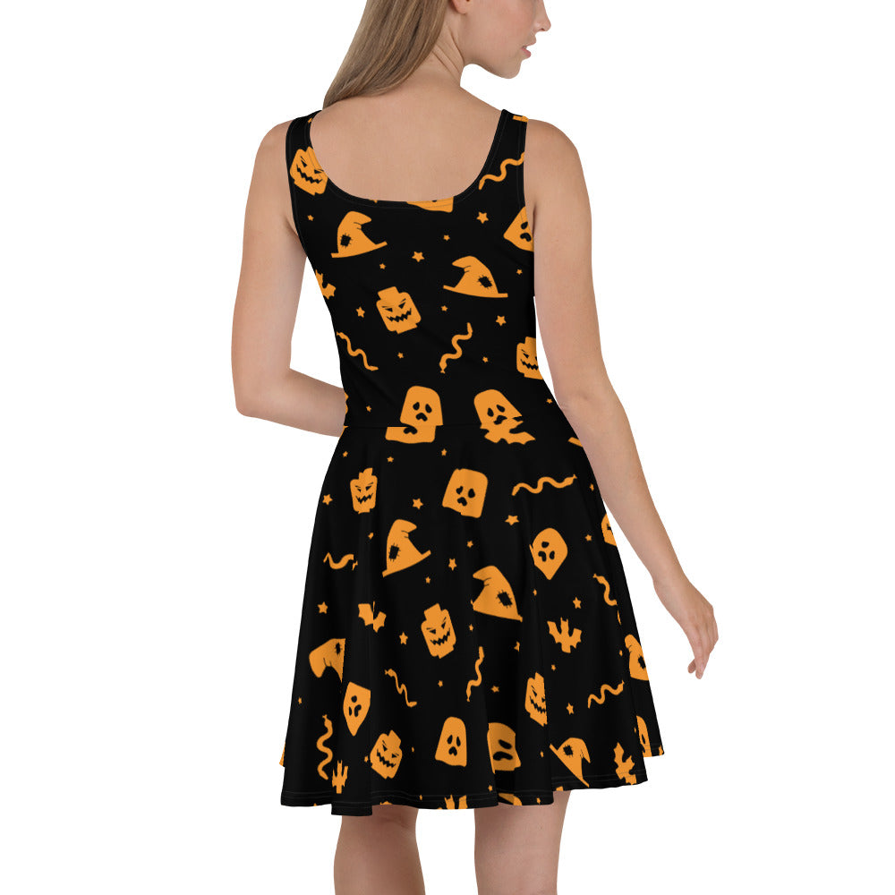 snake skater dress Halloween Witch Pumpkin Snake Skater Dress XS