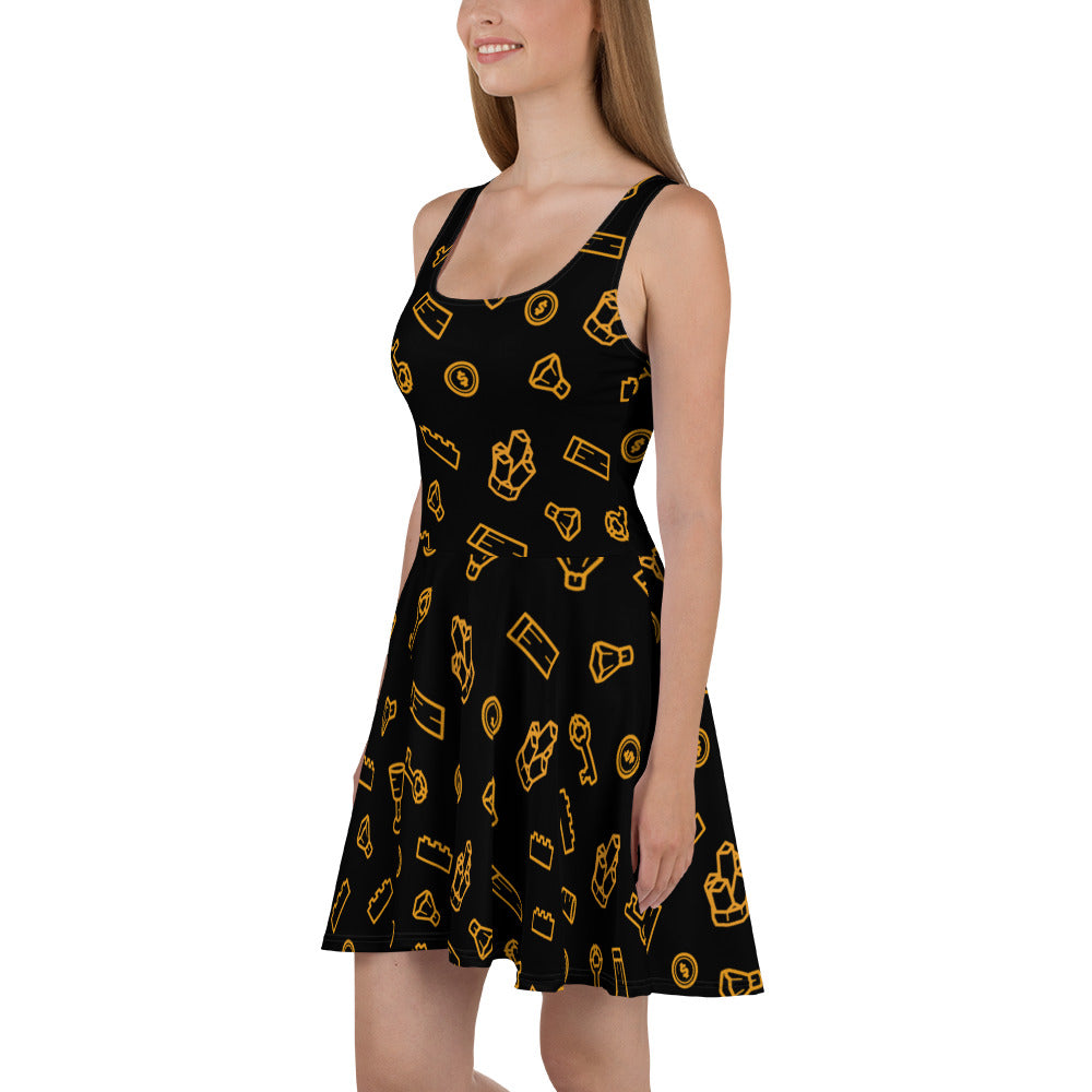 Building Bricks Gold Treasures Skater Dress S Building Bricks Gold Treasures Skater Dress S