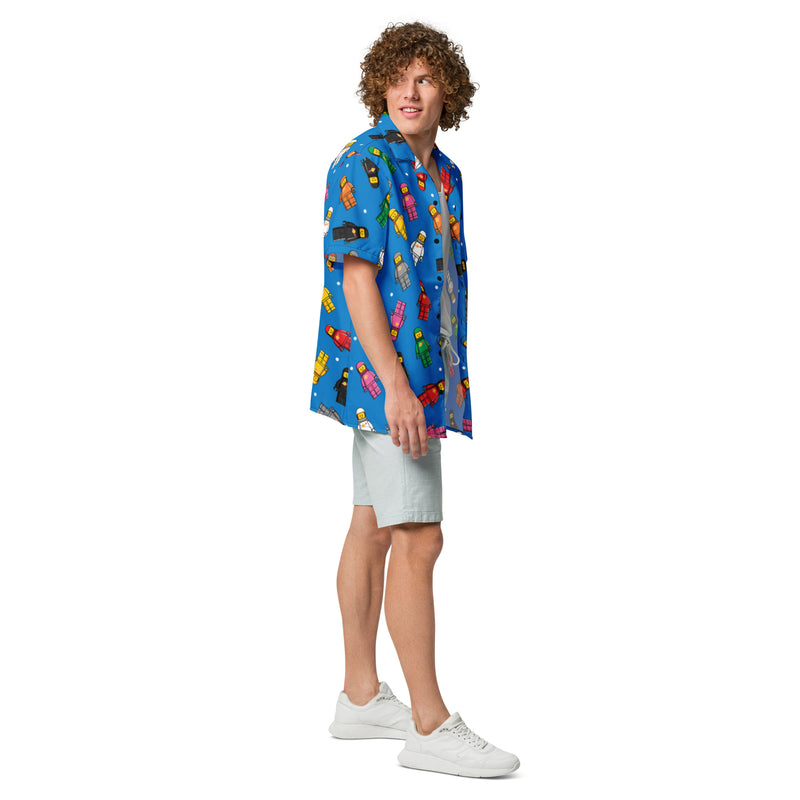 Spaceman Blue Unisex Hawaiian button shirt