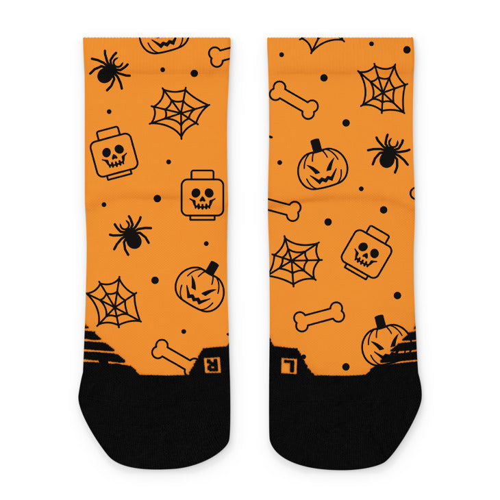Orange Halloween Ghost Spiders Skeletons Ankle Socks