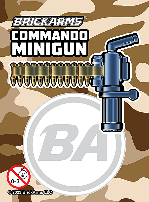Brickarms Commando Minigun for Minifigures Black Brass Ammo